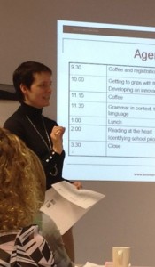 Emma Rogers presenting a course